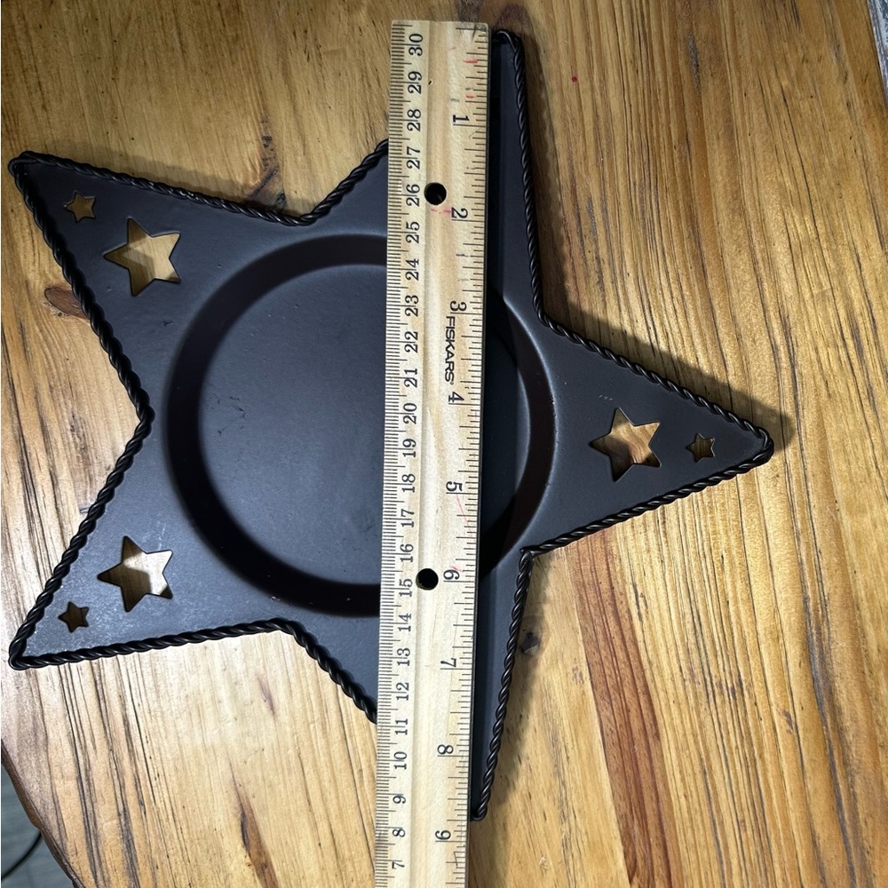 Farmhouse Country Star Candle Holder & Blue Metal Votive Holder/Garland Set of 3 - Picture 5 of 6